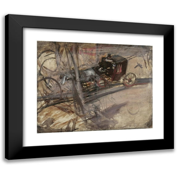 Giovanni Boldini 24x20 Black Modern Framed Museum Art Print Titled - The Coachman (C1905)