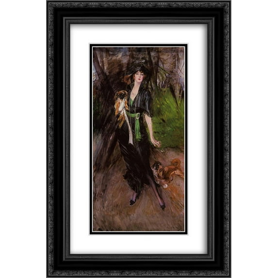 Giovanni Boldini 2x Matted 16x24 Black Ornate Framed Art Print 'Portrait of a Lady, Lina Bilitis, with Two Pekinese'