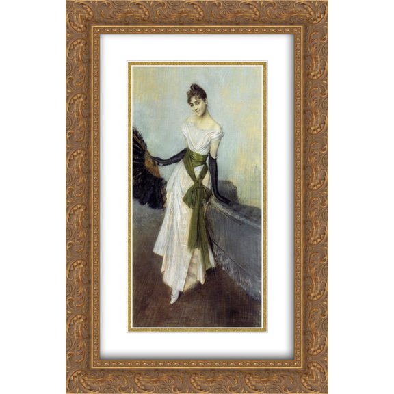 Giovanni Boldini 2x Matted 16x24 Gold Ornate Framed Art Print 'Portrait of Signorina Concha de Ossa'