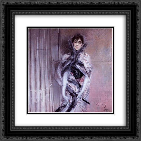 Giovanni Boldini 2x Matted 20x20 Black Ornate Framed Art Print 'Emiliana Concha de Ossa '