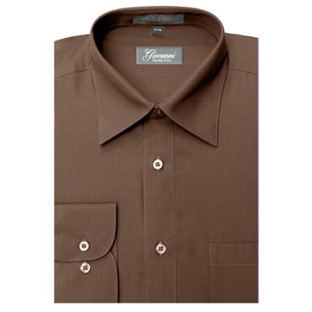 18 34/35 mens dress shirt G-style USA Men's Regular Fit Long Sleeve Solid Color Dress Shirts, Size: 2XL (18-18.5) Sleeve: 34/35, White