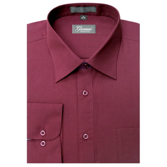 Giovanni CLG1009-19x34-35 Mens Solid Color Dress Shirt, Burgundy