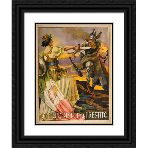 Giovanni Capranesi 19x24 Black Ornate Framed Double Matted Museum Art Print Titled: Subscribe to the Loan (1917)