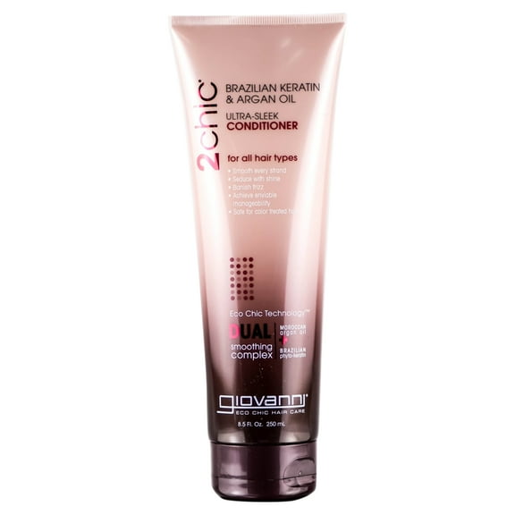 Giovanni Conditioner Brazilian Keratin and Argan Oil, Ultra Sleek, No Parabens, Sulfate Free, 8.5 fl oz