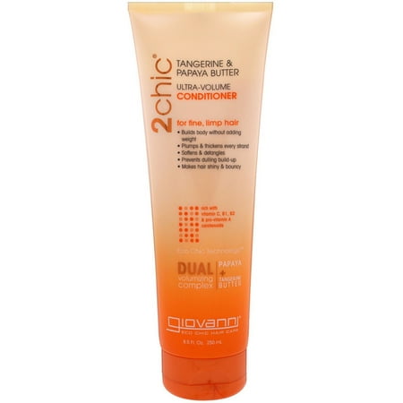 Giovanni Conditioner, Ultra Volume Tangerine and Papaya Butter for Fine, Thinning Hair, Sulfate Free, No Parabens 8.5 oz