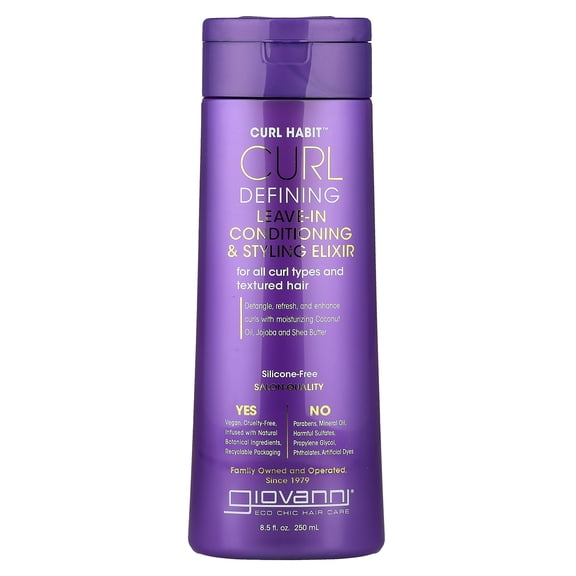 Giovanni Curl Habit, Curl Defining Leave-In Conditioning & Styling Elixir, For All Curl Types, 8.5 fl oz (250 ml)
