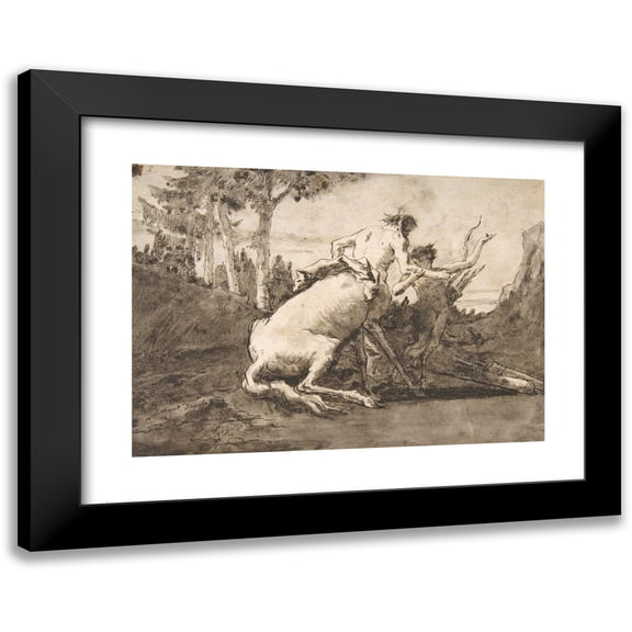 Giovanni Domenico Tiepolo 14x11 Black Modern Framed Museum Art Print Titled - Centaur with a Young Satyr (1727-1804)