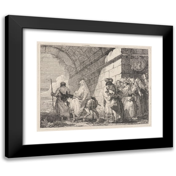 Giovanni Domenico Tiepolo 18x15 Black Modern Framed Museum Art Print Titled - The Holy Family Passes Under a City Arch (1750-1753)