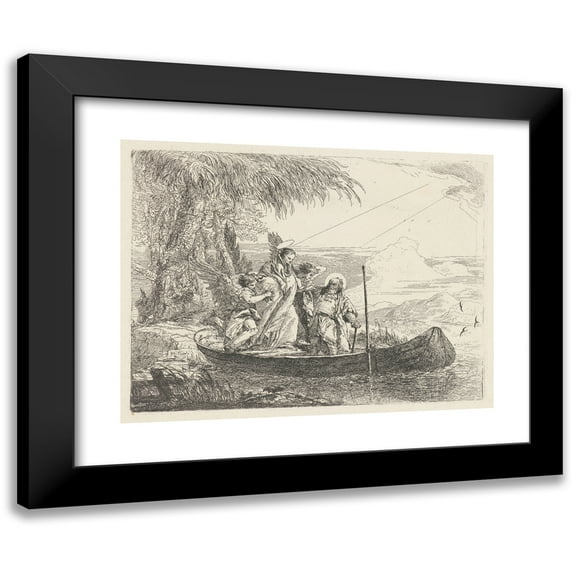 Giovanni Domenico Tiepolo 18x15 Black Modern Framed Museum Art Print Titled - The Madonna, Child and Angels Entering the Boat (1750-1753)