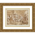 thumbnail image 1 of Giovanni Domenico Tiepolo 18x15 Gold Ornate Wood Frame and Double Matted Museum Art Print Titled - The Burial of Punchinello (ca. 1800), 1 of 4