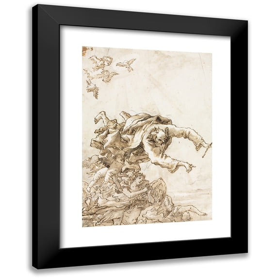 Giovanni Domenico Tiepolo 18x24 Black Modern Framed Museum Art Print Titled - God the Father with Angels and Cherubs (1758 or After)