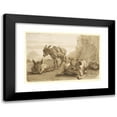thumbnail image 1 of Giovanni Domenico Tiepolo 24x18 Black Modern Framed Museum Art Print Titled - A Bull Lying Down, and Two Donkeys, in a Landscape (ca. 1760-61), 1 of 5