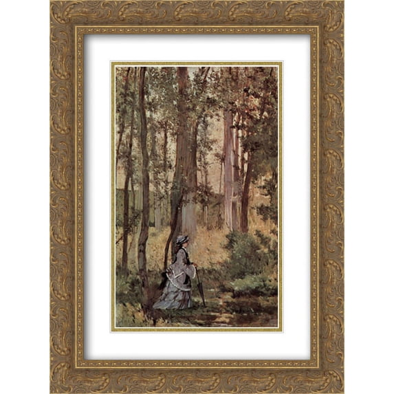 Giovanni Fattori 2x Matted 18x24 Gold Ornate Framed Art Print 'Dame im Wald'