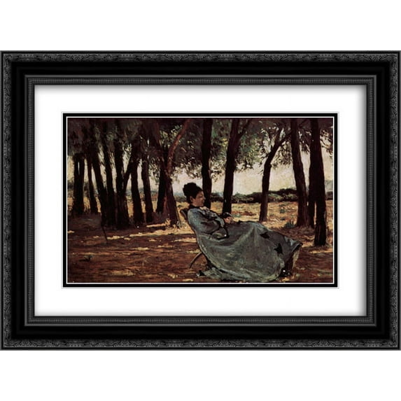Giovanni Fattori 2x Matted 24x18 Black Ornate Framed Art Print 'Frau Martelli in Castiglioncello'