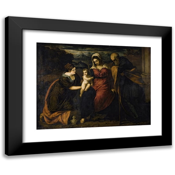 Giovanni Galizzi 14x12 Black Modern Framed Museum Art Print Titled - The Holy Family with Mary Magdalene