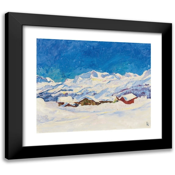 Giovanni Giacometti 14x12 Black Modern Framed Museum Art Print Titled - Winterlandscape Near Malloja (1927)