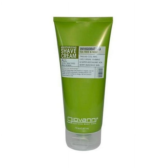 Giovanni Hair Care Products HG0917401 7 fl oz Moisturizing Shave Cream All Skin Types Men & Women Refreshing Invigorating Tea Tree & Mint