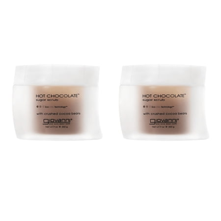 Giovanni Hot Chocolate Sugar Body Scrub, 9 oz. Warming Gentle Exfoliant - Crushed Cocoa Beans, Enriched with Essential Oils, Vegan (Pack of 2)