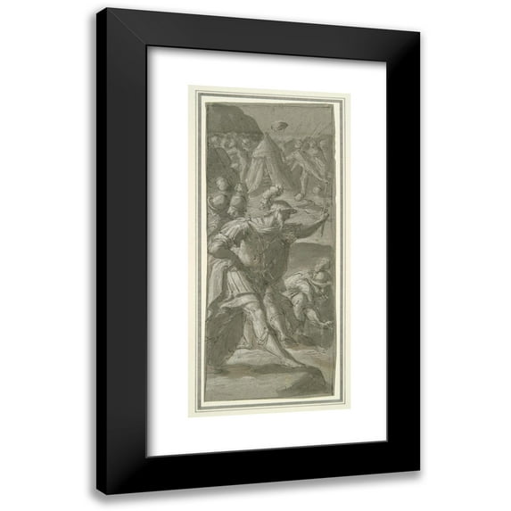 Giovanni Mauro della Rovere 10x18 Black Modern Framed Museum Art Print Titled - Gideon Choosing His Army