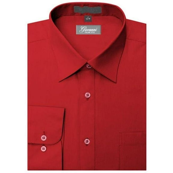 Giovanni Men's Apple Red Convertible Cuff Dress Shirt 17.5 L