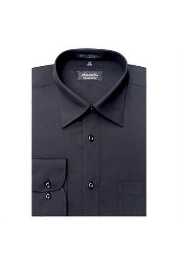 Giovanni Men's Black Convertible Cuff Dress Shirt