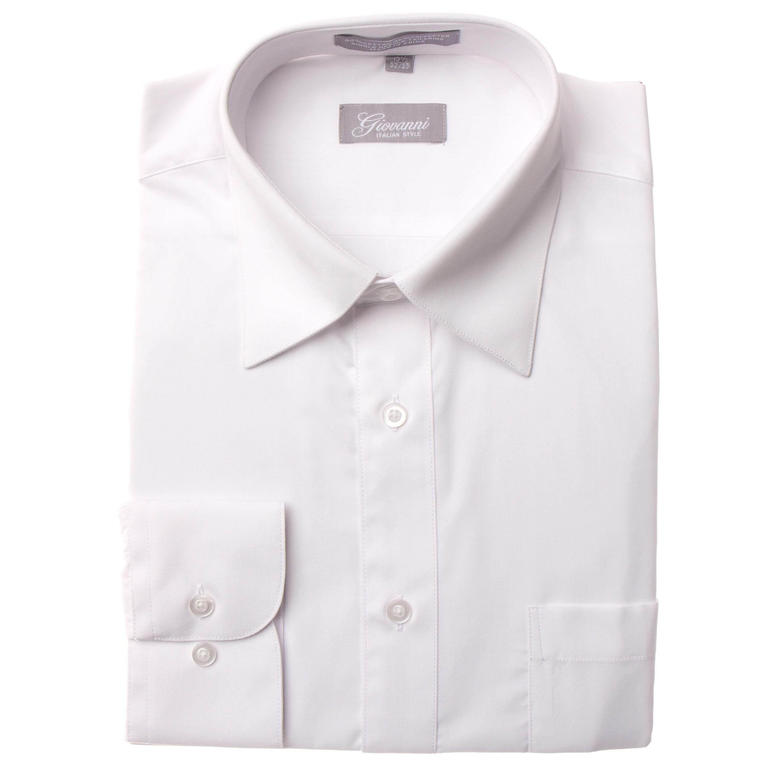 Giovanni Men's White Convertible Cuff Dress Shirt 14.5 14.5 32/33 ...