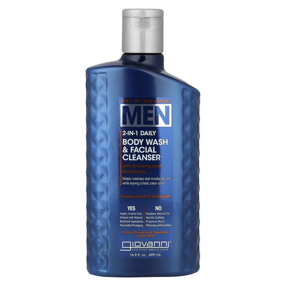 Giovanni Mens Cedarwood Collection 2in1 Daily Body Wash & Facial Cleanse 16.9 oz Liquid