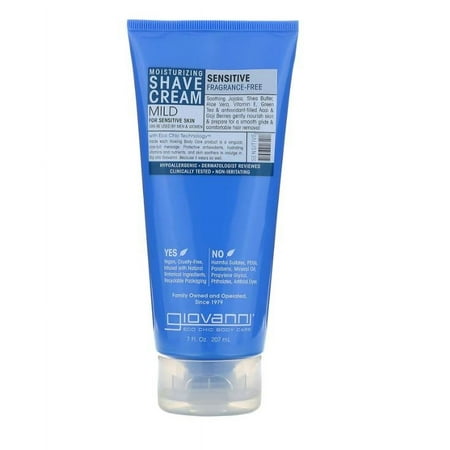 Giovanni, Moisturizing Shave Cream, Mild, For Sensitive Skin, Fragrance Free, 7 fl oz - Pack Of 2