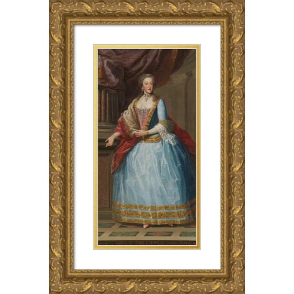 Giovanni Panealbo 9x14 Gold Ornate Wood Frame and Double Matted Museum Art Print Titled - Portait of Elisabetta of Lorena (18th Century)