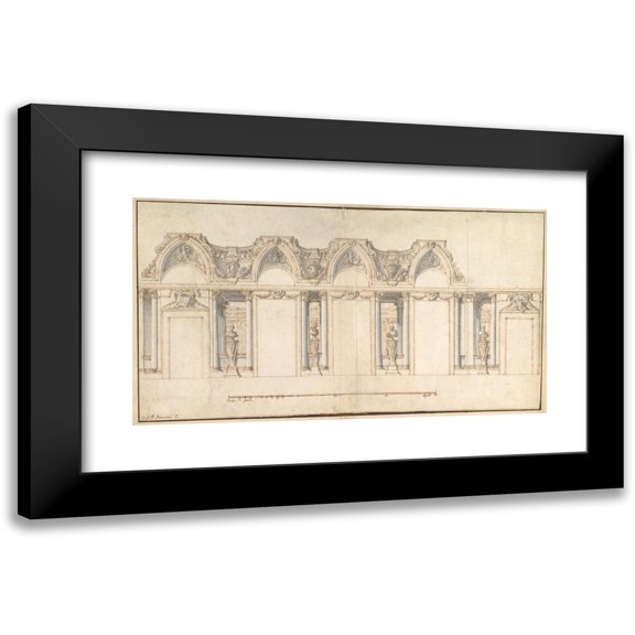 Giovanni Paolo Panini 14x10 Black Modern Framed Museum Art Print Titled - Design for the Decoration of a Palace Interior (1691-1765)
