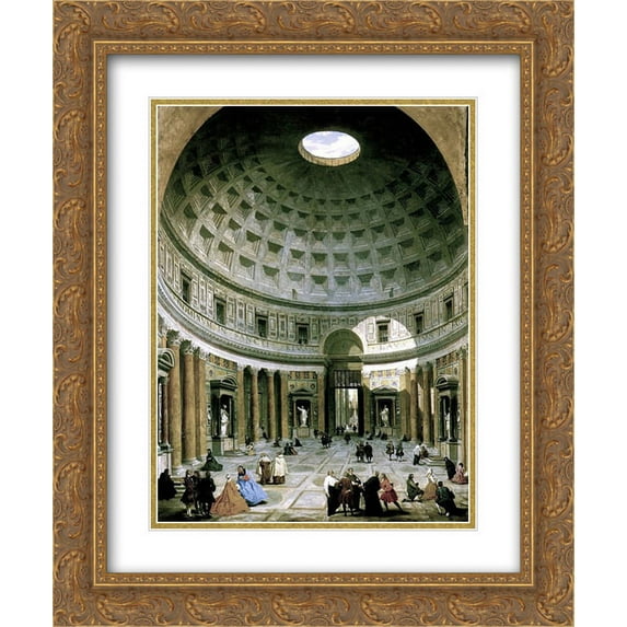 Giovanni Paolo Panini 2x Matted 20x24 Gold Ornate Framed Art Print 'The interior of the Pantheon (Rome)'