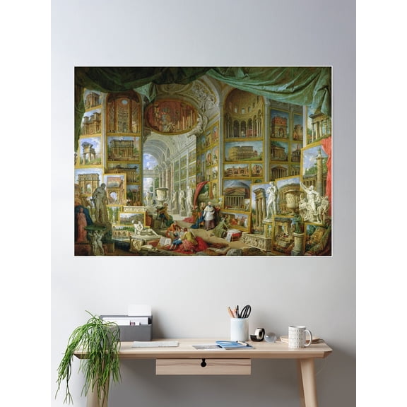 Giovanni Paolo Panini - Gallery Of Views Of Ancient Rome Poster Wall Art, Modern Wall Decor For Living Room Bedroom, 24x36 UNFRAMED