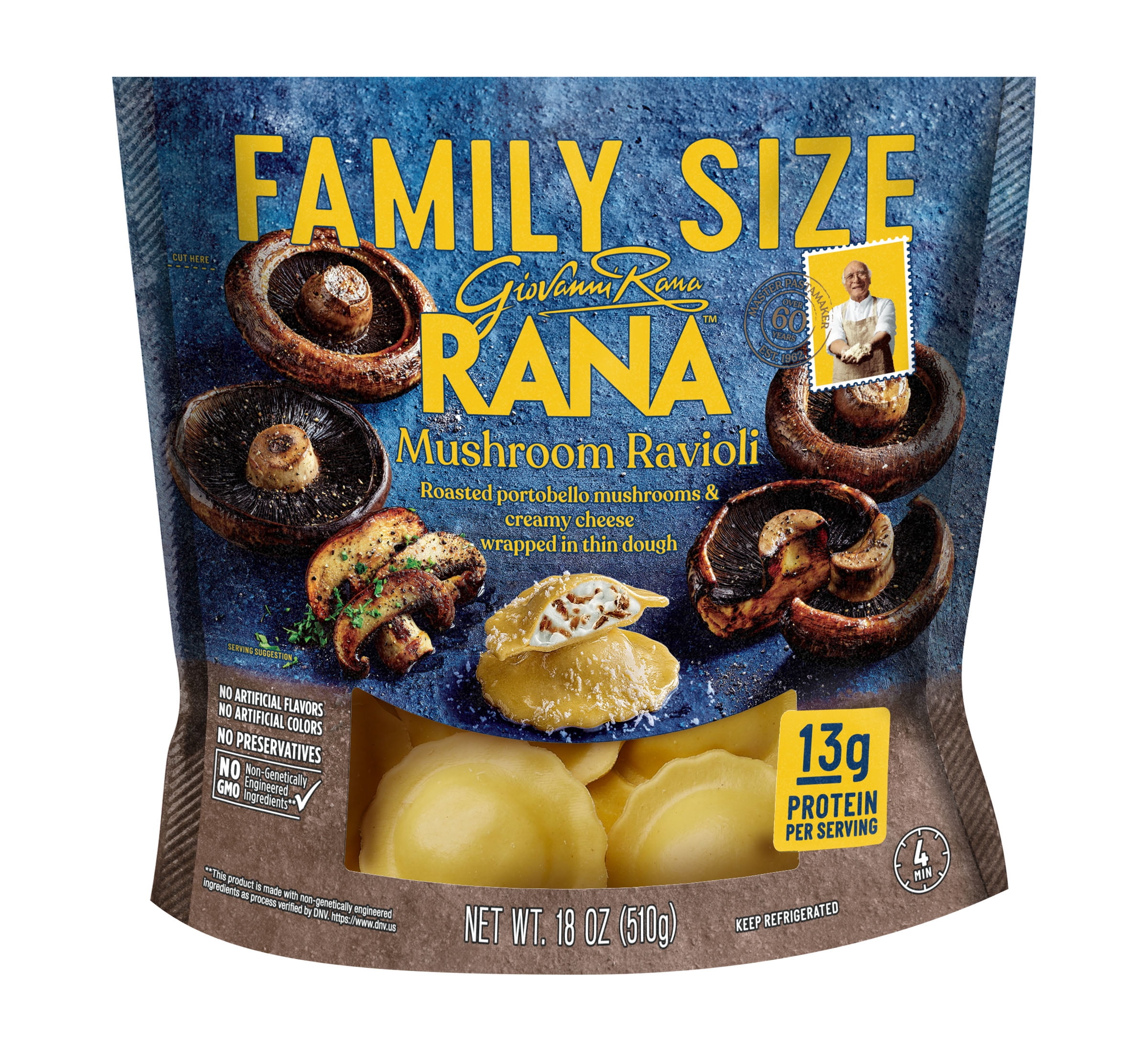 Giovanni Rana Family Size Mushroom Ravioli 18 oz, Refrigerated, Refer to Packaging for Allergens