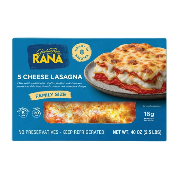Giovanni Rana Homestyle Lasagna Five Cheese Premium Meal Kit Tray (Family Size, 40oz, Fresh)