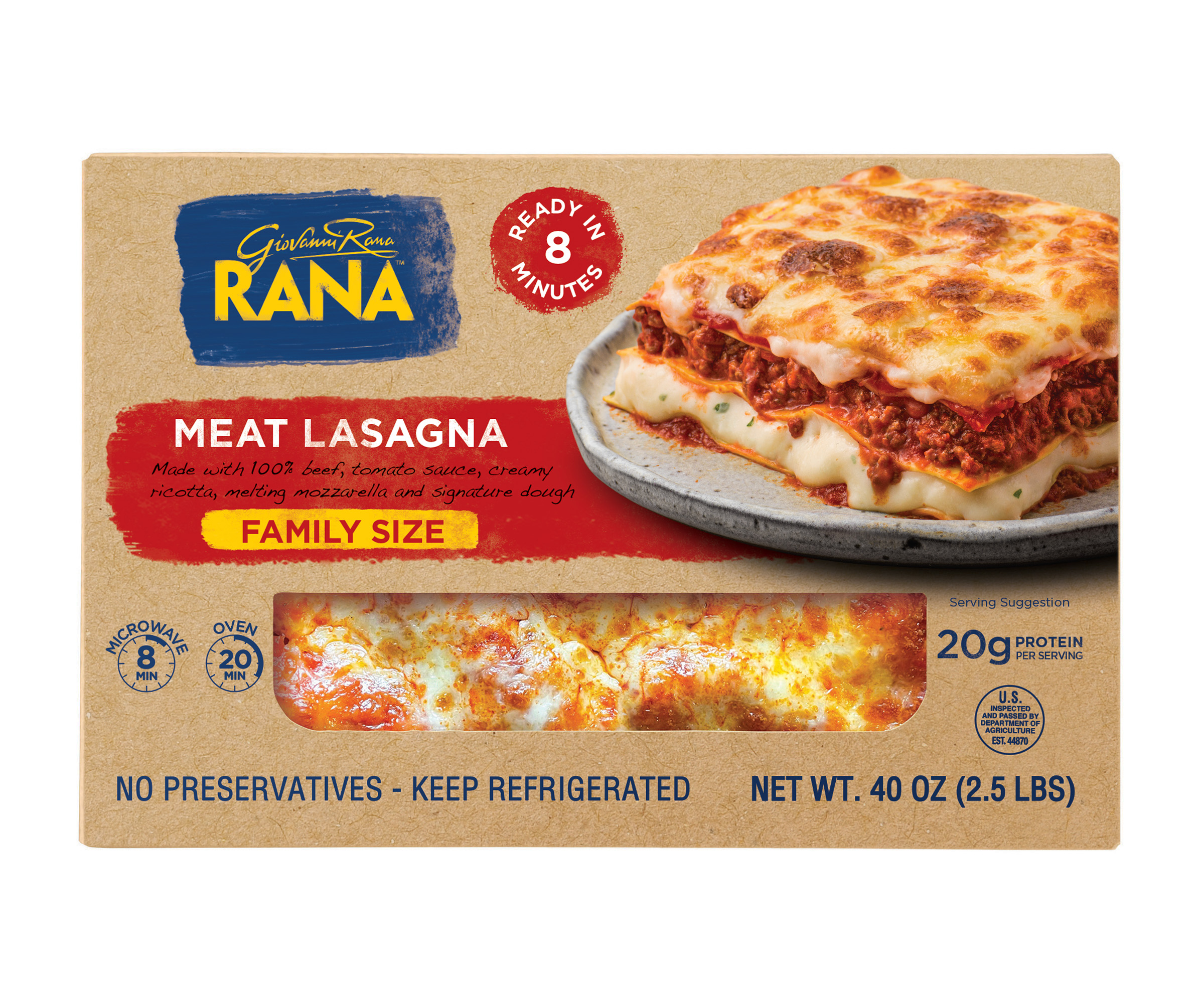 Giovanni Rana Homestyle Lasagna Meat Premium Prepared Entree Tray (Family Size, 40oz, Fresh), Refrigerated - image 1 of 5