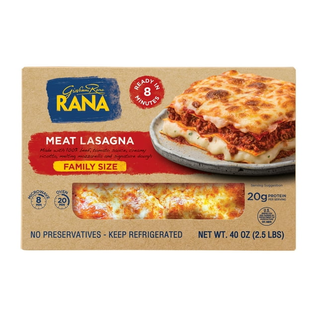 Giovanni Rana Homestyle Lasagna Meat Premium Prepared Entree Tray (Family Size, 40oz, Fresh), Refrigerated