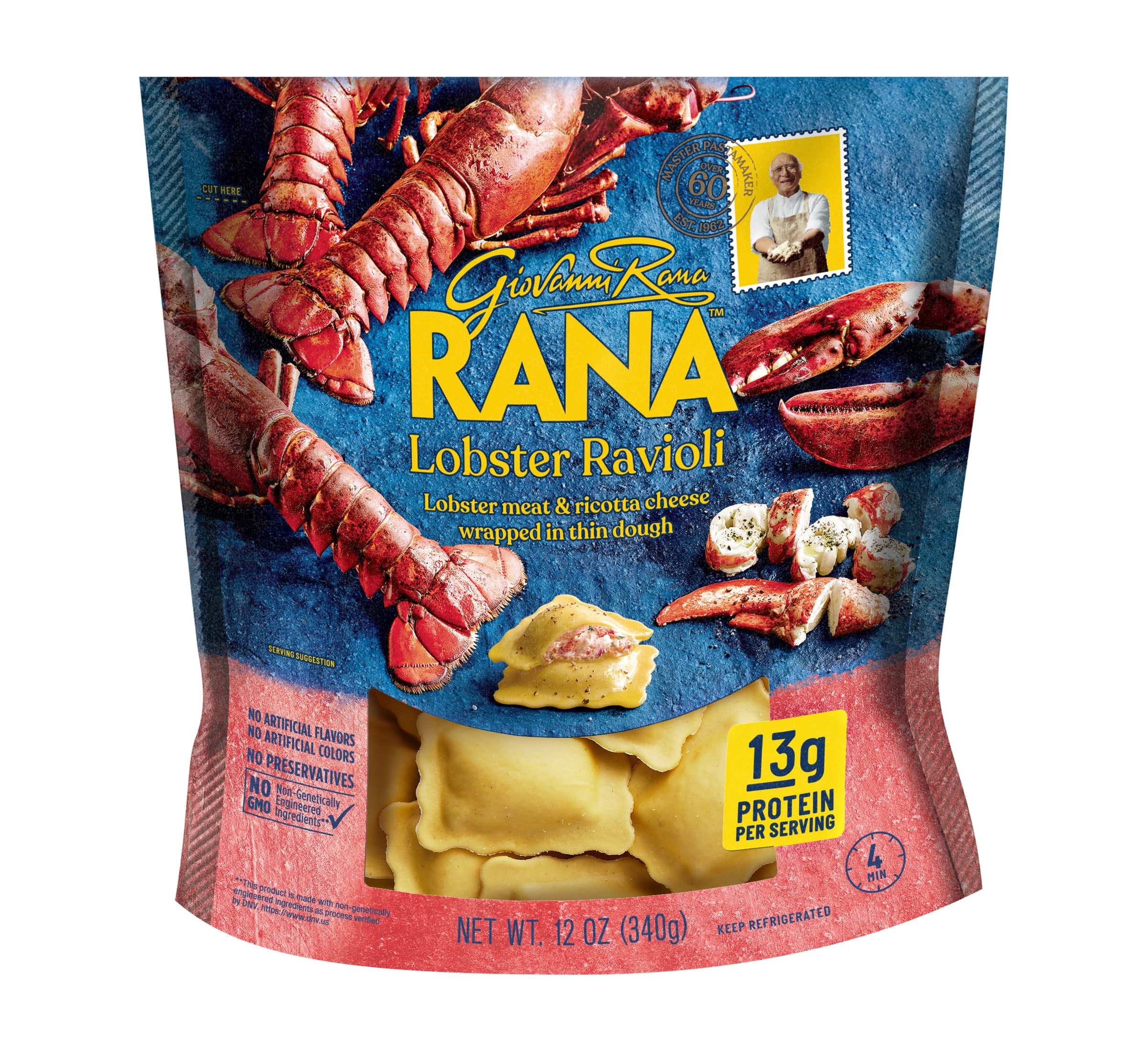 Giovanni Rana Ravioli Lobster Premium Filled Italian Pasta Bag (Share Size, 12oz), Refrigerated