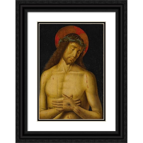 Giovanni Santi 14x18 Black Ornate Wood Framed Double Matted Museum Art Print Titled - Christ as the Man of Sorrows