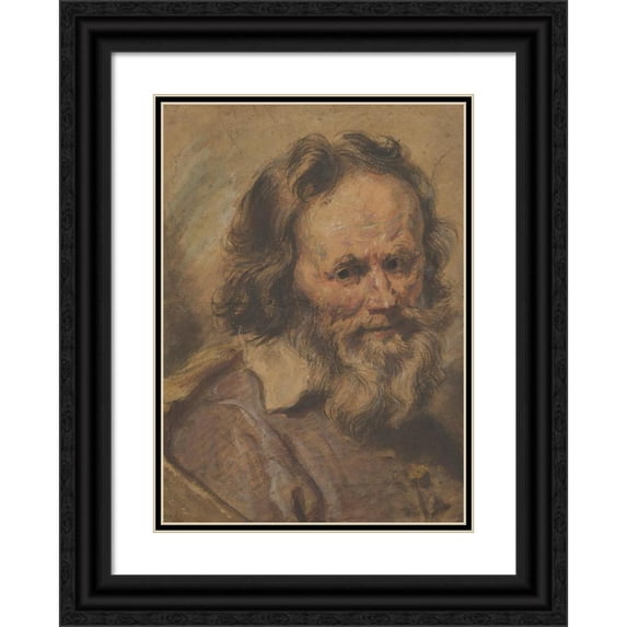 Giovanni Serodine 18x24 Black Ornate Framed Double Matted Museum Art Print Titled: Head of a Bearded Man (1600-1630)