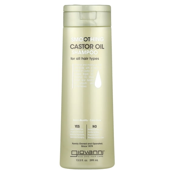 Giovanni Smoothing Castor Oil Shampoo, For All Hair Types, 13.5 fl oz (399 ml)