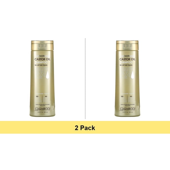 Giovanni Smoothing Castor Oil Shampoo for All Hair Types, 13.5 fl oz - 2 Pack Bundle