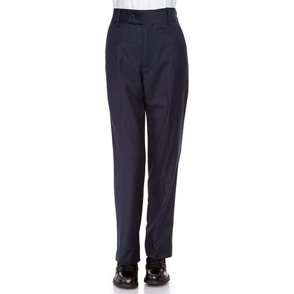 Giovanni Uomo Boys Flat-Front - Slim fit Dress Slacks Poly Rayon Navy 3