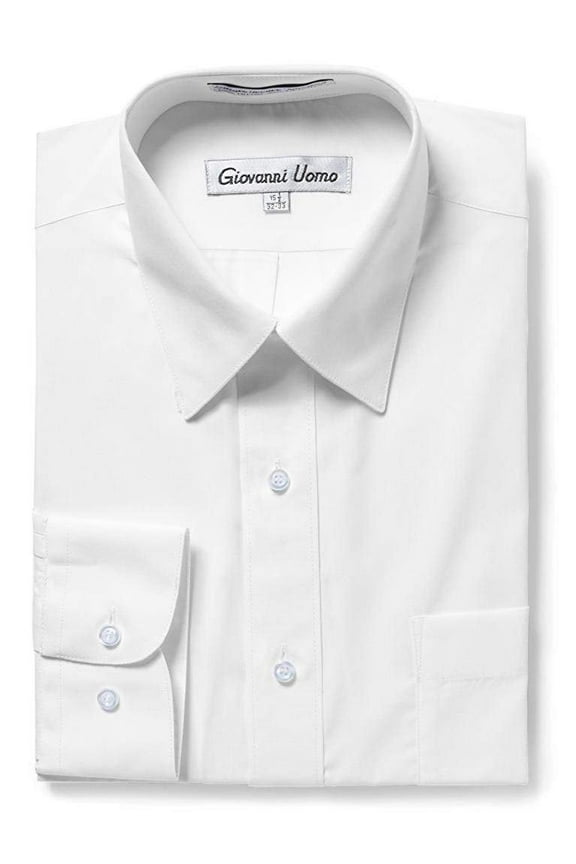Men's FBM1909 Traditional Fit Solid Color Dress Shirt -White - 15 4/5