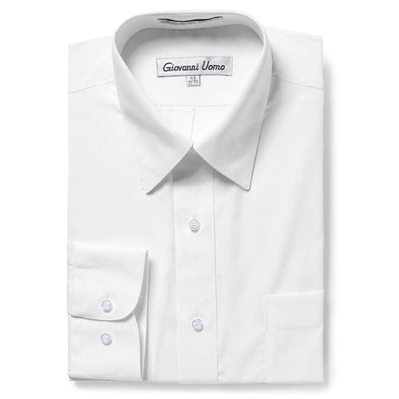 Giovanni Uomo Men's FBM1909 Traditional Fit Solid Color Dress Shirt -White - 15 4/5