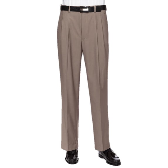 Giovanni Uomo Mens Pleated Front Expandable Waist Dress Pants Beige 46W x 32L