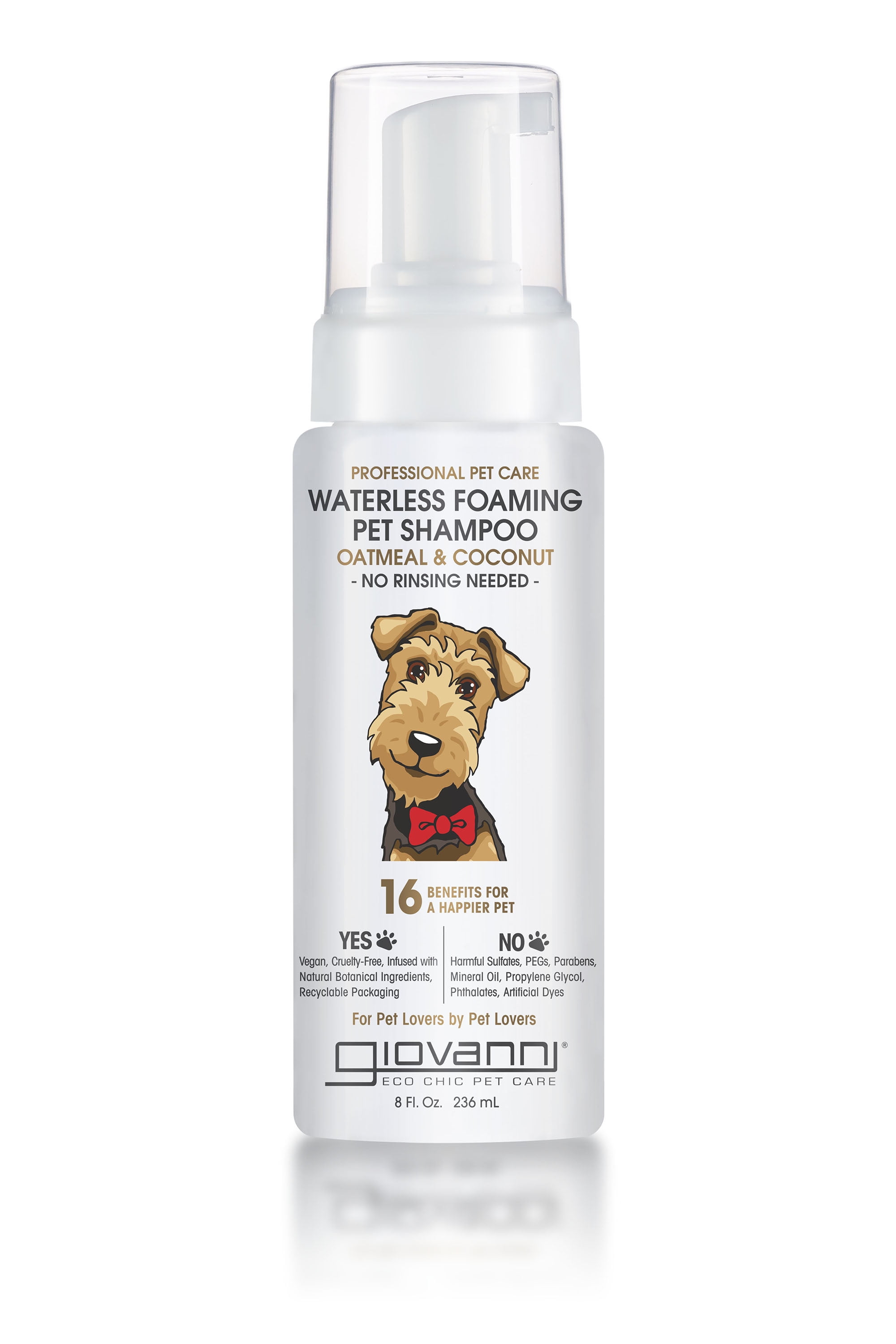 Giovanni Waterless Foaming Pet Shampoo Oatmeal Coconut Walmart