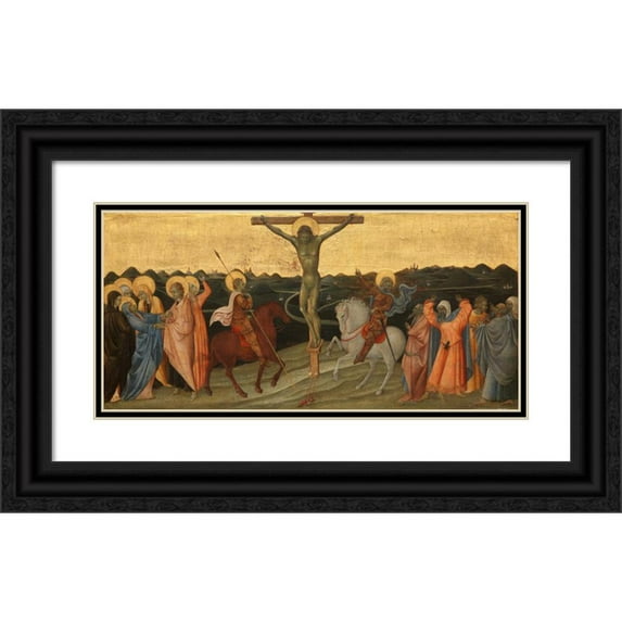 Giovanni di Paolo 18x11 Black Ornate Wood Framed Double Matted Museum Art Print Titled - The Crucifixion (C. 1447)
