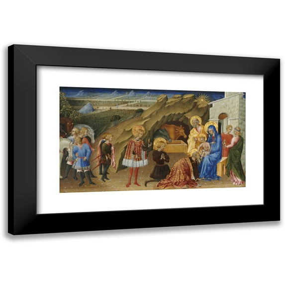 Giovanni di Paolo 24x15 Black Modern Framed Museum Art Print Titled - The Adoration of the Magi (C. 1450)