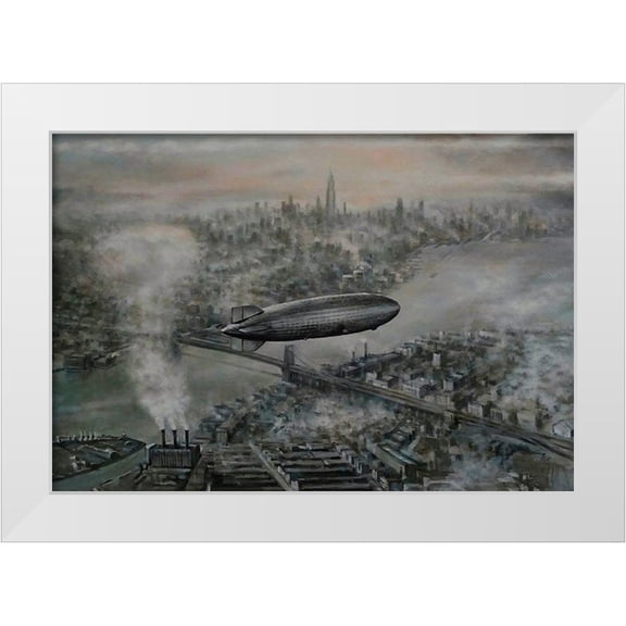 Gipe, L. 14x11 White Modern Wood Framed Museum Art Print Titled - Zeppelin