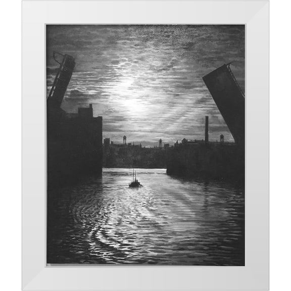Gipe, Lawernce 15x17 White Modern Wood Framed Museum Art Print Titled - Sunset Bridge